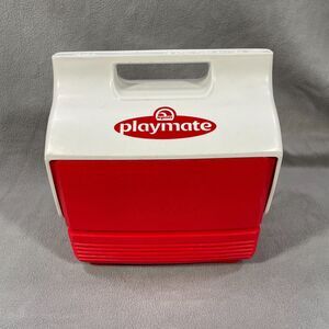 Igloo Playmate 6 Can Cooler Ice Chest Push Button Flip Top Red White Made In USA